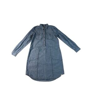 Duluth Trading Co Blue Button Down Shirt Dress